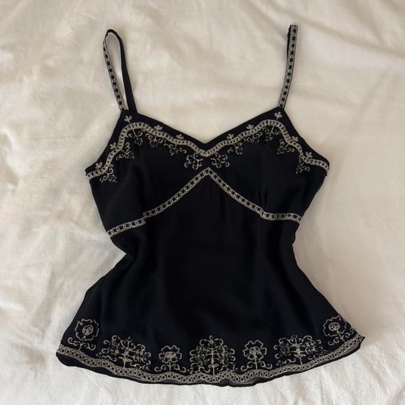 Ann Taylor Tops - Vintage Ann Taylor 100% Silk Beaded Babydoll Tank Top